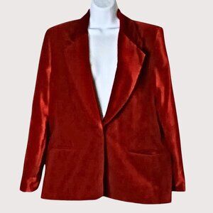 VTG 70s Joan Leslie Womens Velvet Blazer Size 14 Shimmer Vamp Academia Corporate